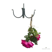 Load image into Gallery viewer, Hanging Herb Flower Drying Rack, Rustic Kitchen Decor, Small Wrought Iron Rack for Florals, Herbs, Plants, Gift for Gardener