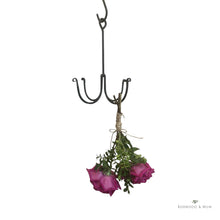 Load image into Gallery viewer, Hanging Herb Flower Drying Rack, Rustic Kitchen Decor, Small Wrought Iron Rack for Florals, Herbs, Plants, Gift for Gardener