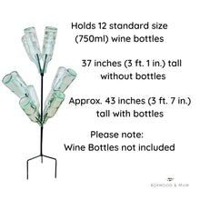 Load image into Gallery viewer, Wine bottle tree is 37 inches tall without bottles and 43 inches tall with bottles. Please note that the wine bottles in picture are not included.