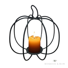 Load image into Gallery viewer, Pumpkin Candle Holder Fall Black Wrought Iron Metal Pumpkins