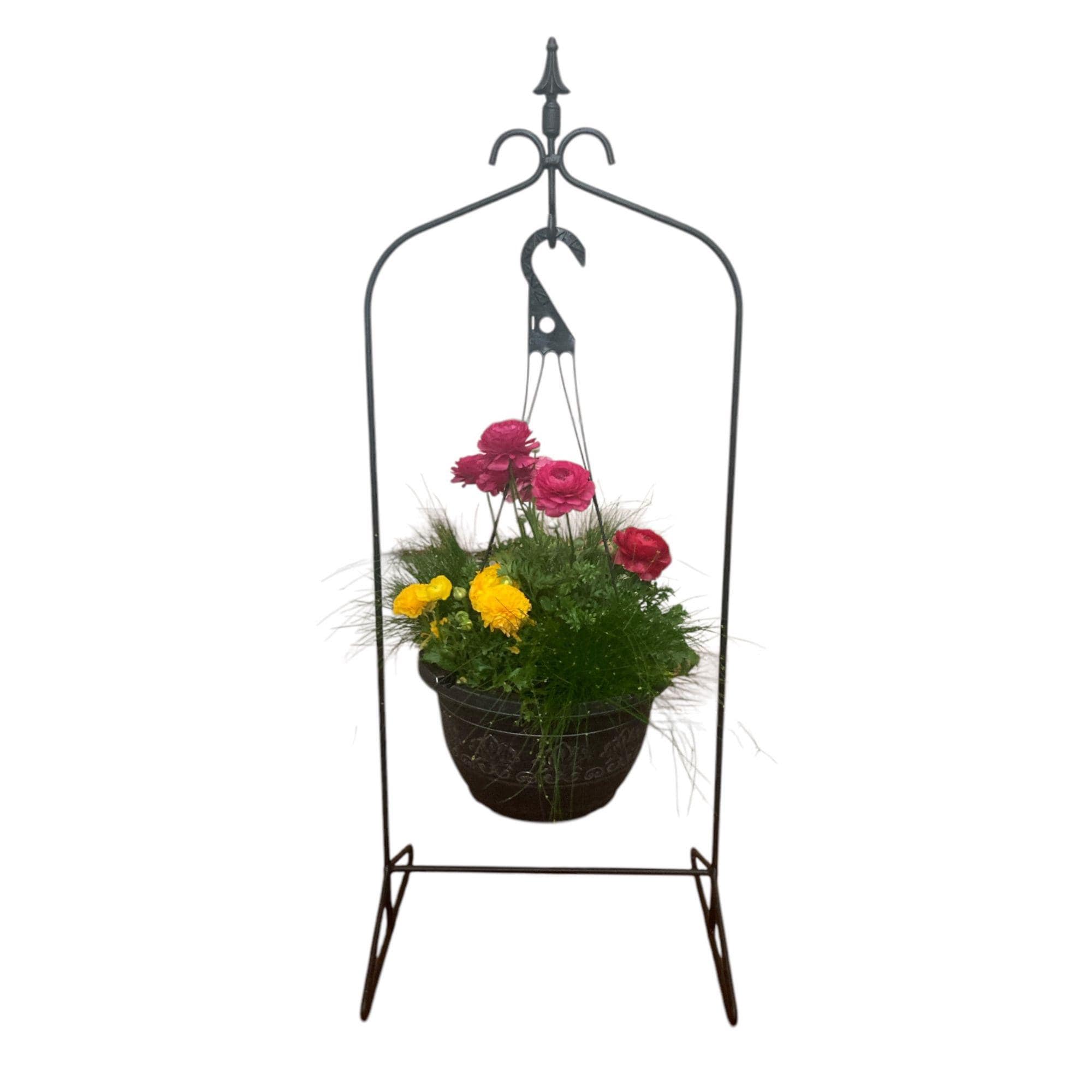 metal hanging plant basket Wrought Iron Hanging Planter Stand – Indoor Outdoor Metal Plant Hanger 1 Plant Stand