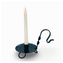 Load image into Gallery viewer, Colonial Primitive Black Wrought Iron Taper Candle Holder – Amish Handmade Rustic Farmhouse Decor