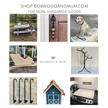 Load image into Gallery viewer, Boxwood & Mum picture showcasing other Amish Handmade products. Including wrought iron, authentic sleigh bells, leather dog leashes and collars and wood products.
