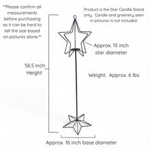 Load image into Gallery viewer, Star candle stand with measurements on a white background
