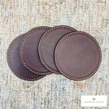 Load image into Gallery viewer, Wedding Favors, Bridal Party Favors, Bulk Leather Coasters, Gift Ideas, Leather Coaster Set
