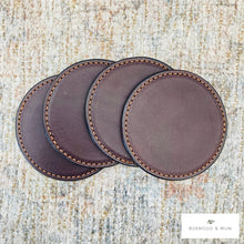 Load image into Gallery viewer, Wedding Favors, Bridal Party Favors, Bulk Leather Coasters, Gift Ideas, Leather Coaster Set