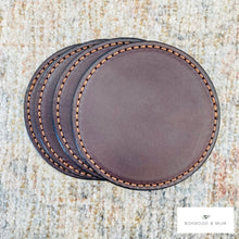 Load image into Gallery viewer, Leather Coasters, Thick Leather Coaster Set or Individual, Handmade Coasters, Drink Coasters