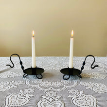 Load image into Gallery viewer, Colonial Primitive Black Wrought Iron Taper Candle Holder – Amish Handmade Rustic Farmhouse Decor