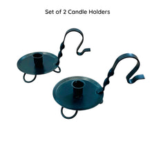 Load image into Gallery viewer, Colonial Primitive Black Wrought Iron Taper Candle Holder – Amish Handmade Rustic Farmhouse Decor