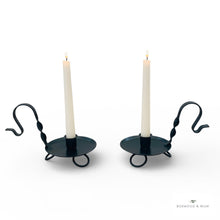 Load image into Gallery viewer, Colonial Primitive Black Wrought Iron Taper Candle Holder – Amish Handmade Rustic Farmhouse Decor