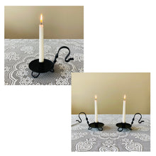 Load image into Gallery viewer, Colonial Primitive Black Wrought Iron Taper Candle Holder – Amish Handmade Rustic Farmhouse Decor