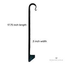 Load image into Gallery viewer, Black Metal Plant stake 17.75 inch length with a .5 inch width diameter