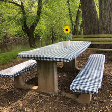 Load image into Gallery viewer, Checkered Table and Bench Set on Park Picnic Table
