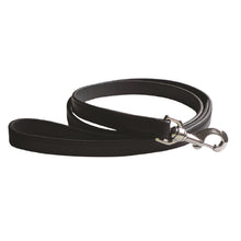 Load image into Gallery viewer, black leather leash with stainless steel hardware
