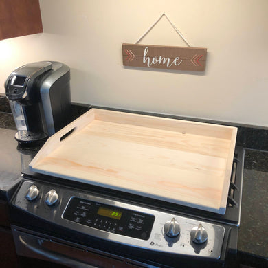 Wooden Stove Top Cover Tray with Handles