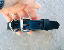 Load image into Gallery viewer, bridle leather black collar with stainless steel hardware
