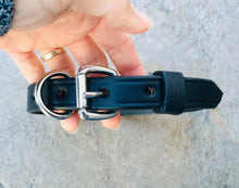Load image into Gallery viewer, bridle leather black collar with stainless steel hardware