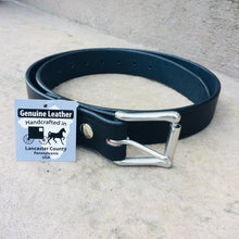 Load image into Gallery viewer, black heavy leather belt with stainless steel buckle motorcycle belt