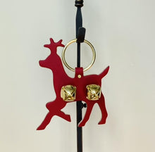 Load image into Gallery viewer, Reindeer Bell Door Hanger, Christmas Gift, Amish Handmade, Home Decoration, Housewarming, Thick Quality Leather, Brass Plated Bells