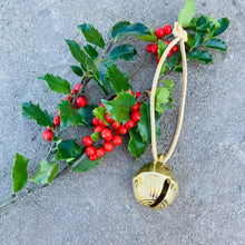 Load image into Gallery viewer, Christmas Bell on Leather String with holly