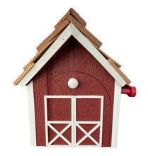 Load image into Gallery viewer, red wood barn style mailbox, front view
