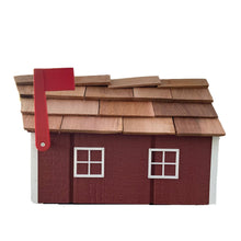 Load image into Gallery viewer, unique red barn mailbox, side view