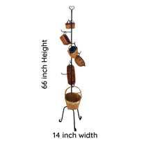 Load image into Gallery viewer, basket tree with rustic heart pictured with dimensions.  66 inch height, 14 inch width