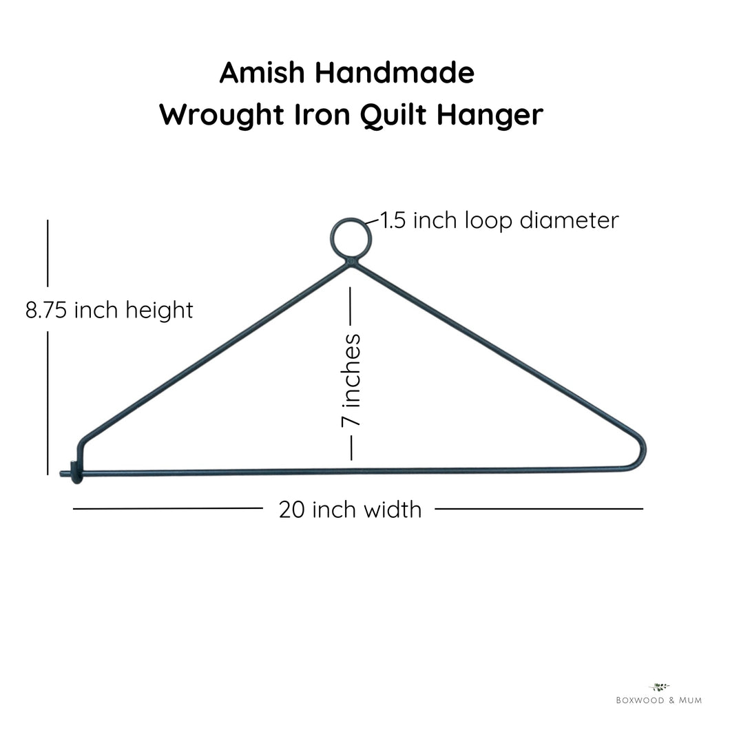 Diagram of an Amish Handmade Wrought Iron Quilt Hanger with dimensions.