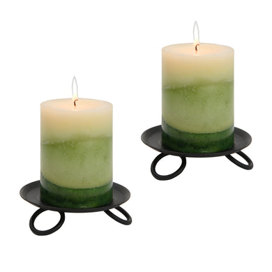 Amish handmade wrought iron pillar candle holder plates set of 2