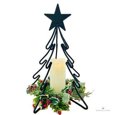 Metal Christmas Tree Centerpiece with Candle Holder.