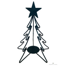 Load image into Gallery viewer, Black painted Christmas Tree with Star and Candle Holder in the center
