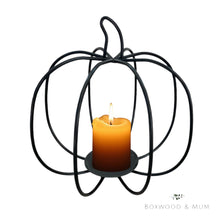 Load image into Gallery viewer, Pumpkin Candle Holder Fall Black Wrought Iron Metal Pumpkins
