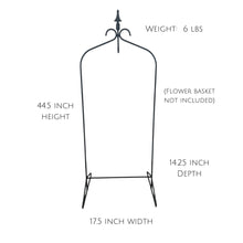 Load image into Gallery viewer, Full-height view of wrought iron hanging planter stand – approx. 44.5 inches tall
