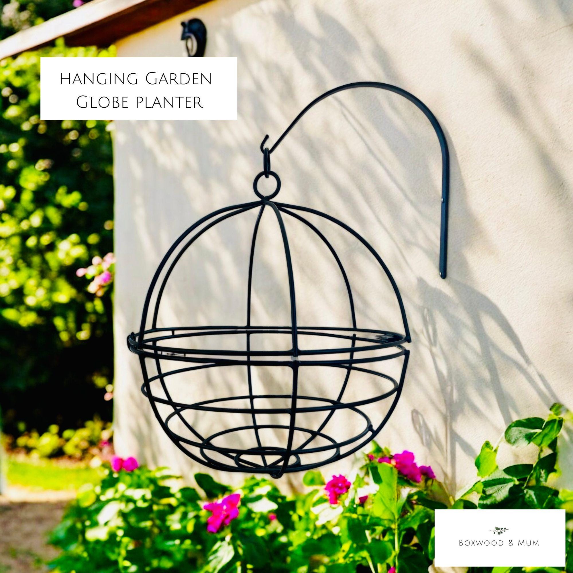 sphere hanging planter Wrought Iron Hanging Globe Planter | Rustic Garden Decor