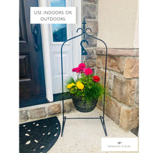 Load image into Gallery viewer, sturdy wrought iron planter stand solid construction
