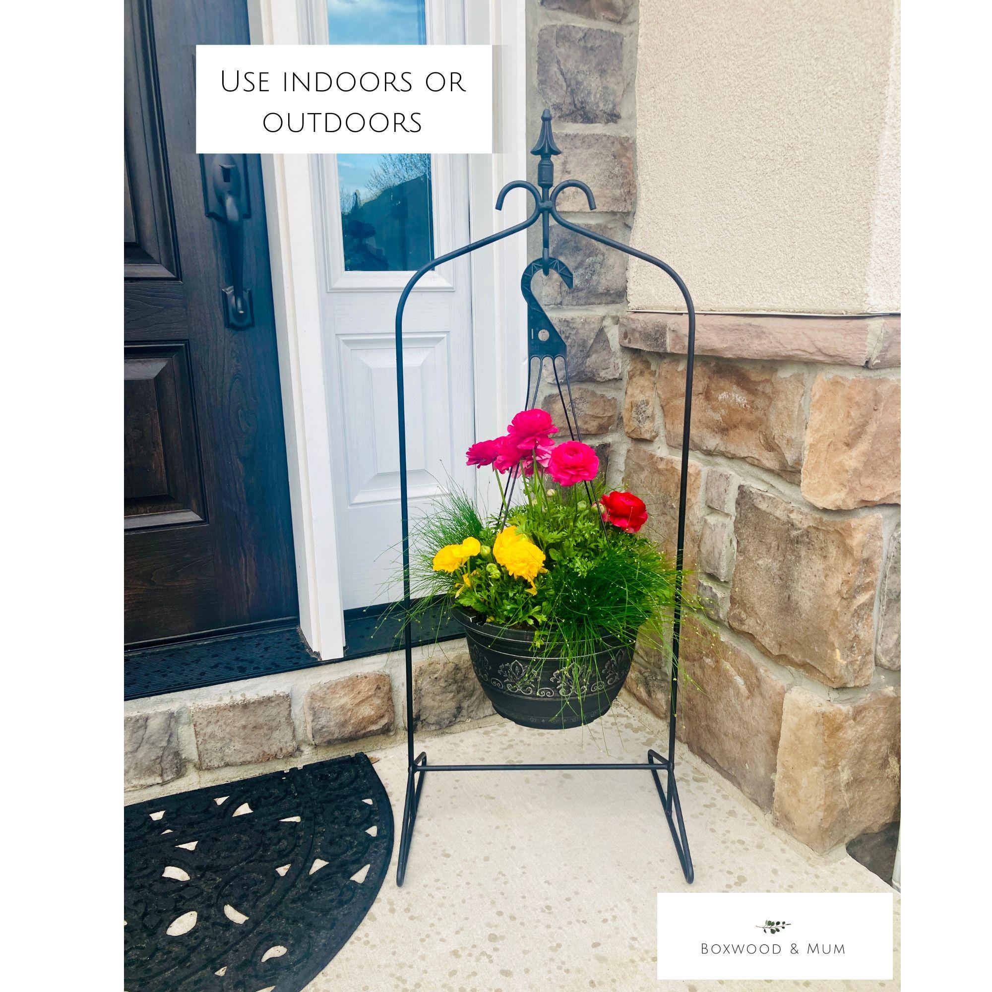 metal hanging plant stand outdoor Wrought Iron Hanging Planter Stand – Indoor Outdoor Metal Plant Hanger 1 Plant Stand
