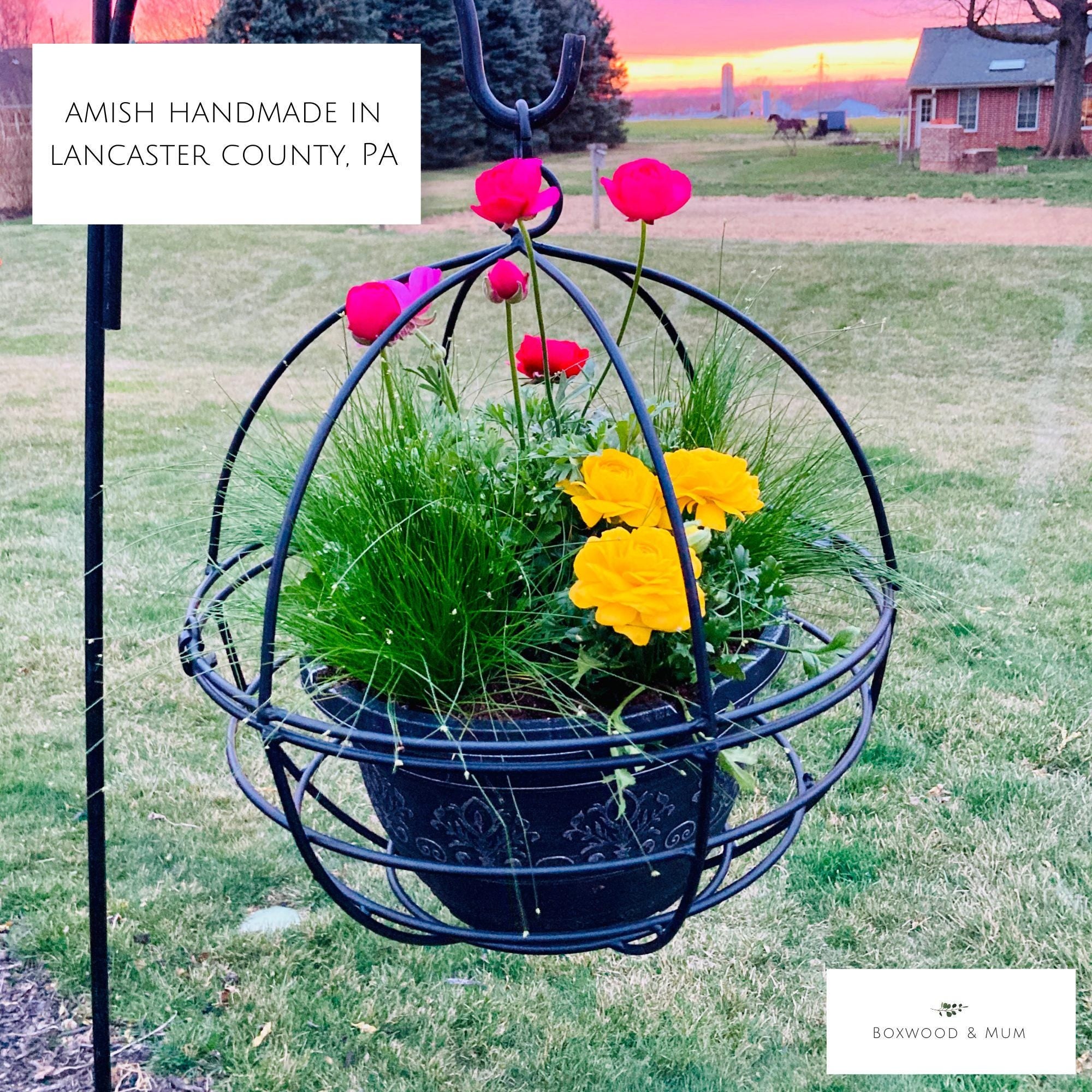 hanging orb sphere garden planter Wrought Iron Hanging Globe Planter | Rustic Garden Decor
