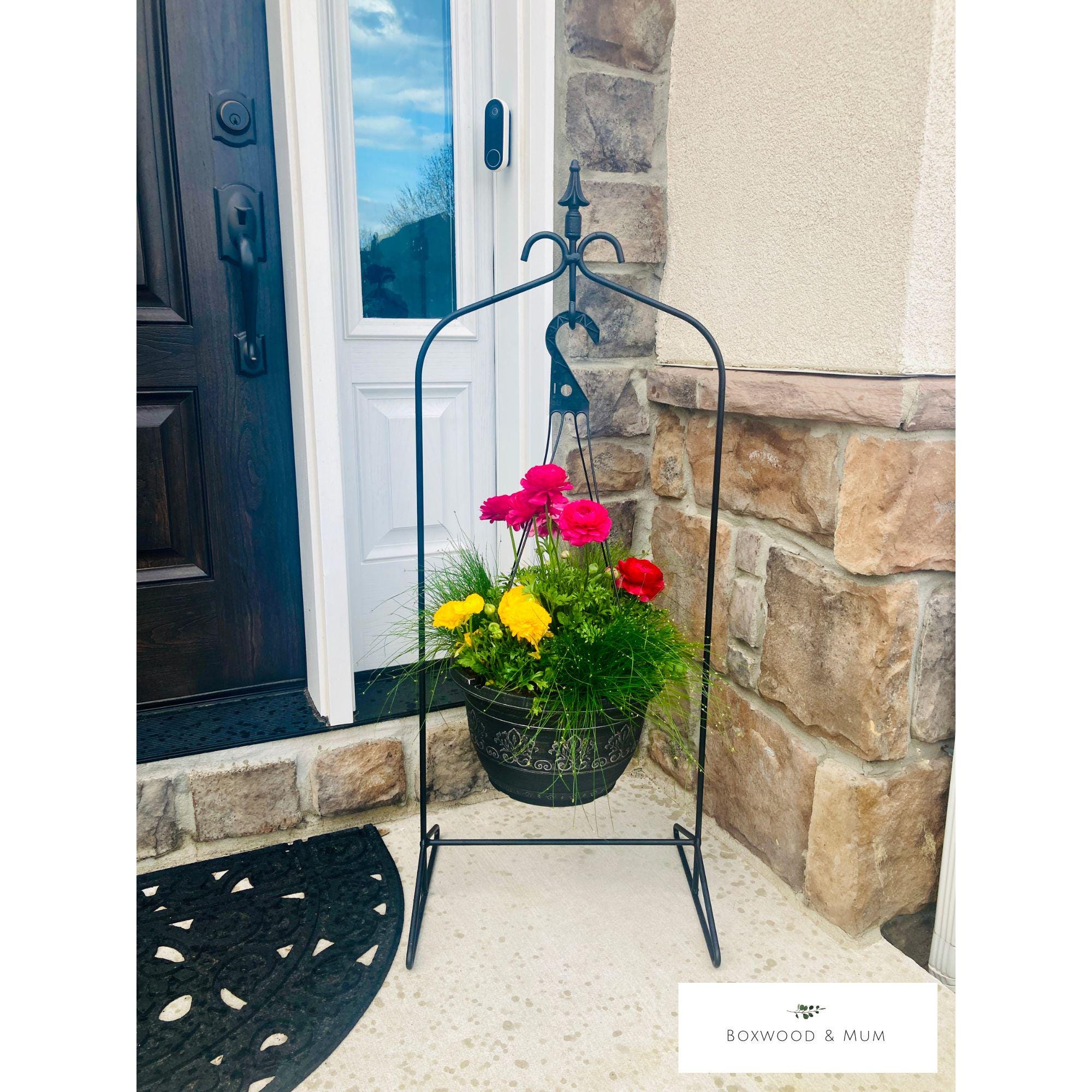 plant stand hanging basket Wrought Iron Hanging Planter Stand – Indoor Outdoor Metal Plant Hanger 1 Plant Stand