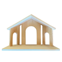 Load image into Gallery viewer, Christmas Nativity Stable | Wood Nativity Manger Scene Creche | Christmas Decor Unfinished Pine Wood

