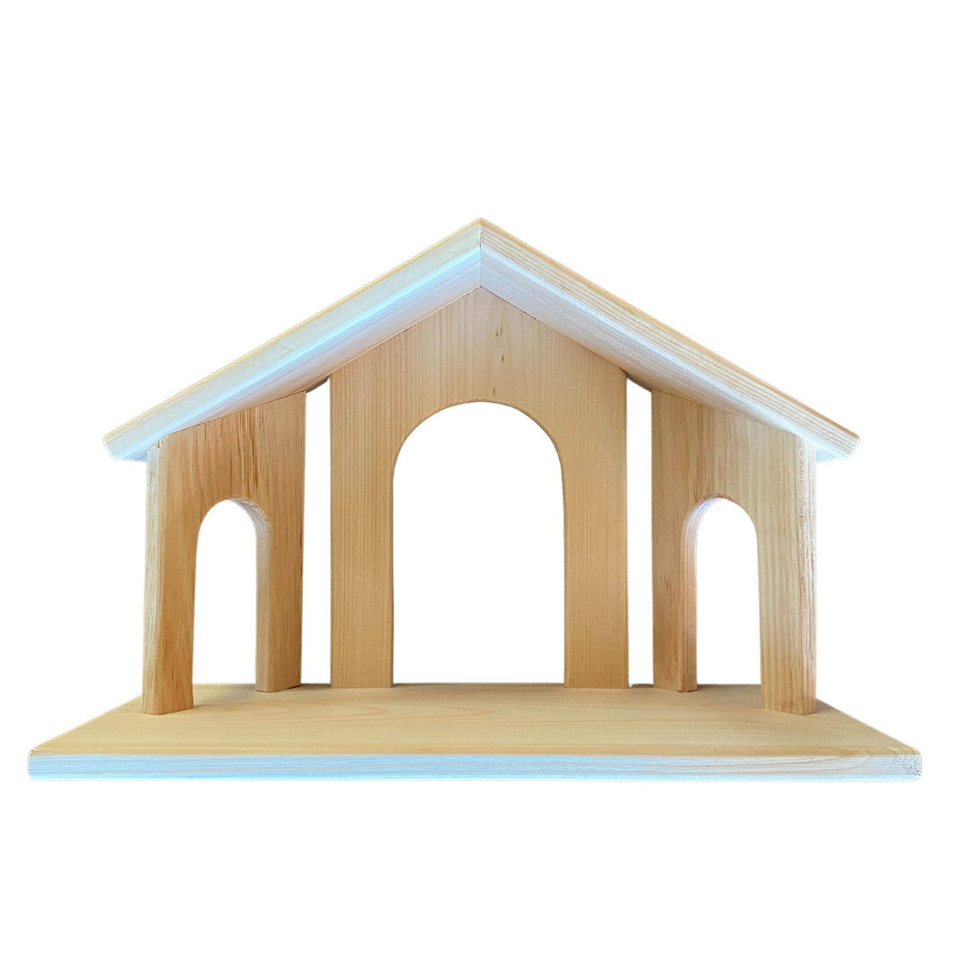 Christmas Nativity Stable | Wood Nativity Manger Scene Creche | Christmas Decor Unfinished Pine Wood