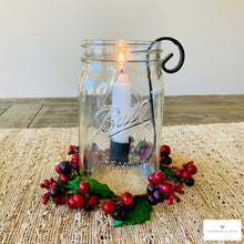 Load image into Gallery viewer, Christmas wedding centerpiece using mason jar taper candle holders handmade

