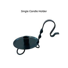 Load image into Gallery viewer, Colonial Primitive Black Wrought Iron Taper Candle Holder – Amish Handmade Rustic Farmhouse Decor
