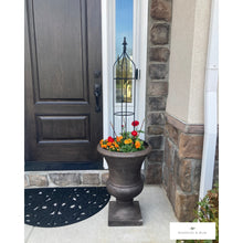 Load image into Gallery viewer, Heavy-duty hand-forged iron construction on black obelisk trellis for outdoor use
