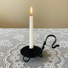 Load image into Gallery viewer, Colonial Primitive Black Wrought Iron Taper Candle Holder – Amish Handmade Rustic Farmhouse Decor
