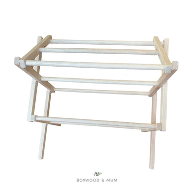 Small wood drying rack for counter top, benchtop, island or kitchen table top.