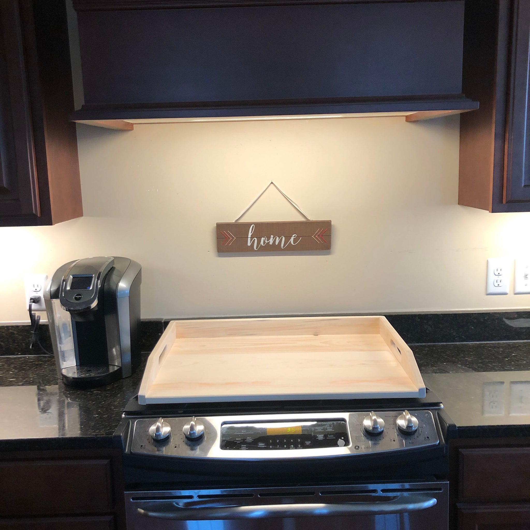 Stove Top Oven Cover, Unfinished Wood Tray Handles