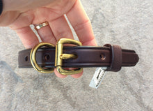 Load image into Gallery viewer, bridle leather brown dog collar with solid brass hardware
