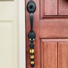 Load image into Gallery viewer, 3 Christmas Bells hanging on a front door handle
