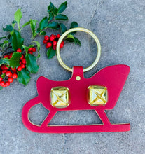 Load image into Gallery viewer, Reindeer Bell Door Hanger, Christmas Gift, Amish Handmade, Home Decoration, Housewarming, Thick Quality Leather, Brass Plated Bells
