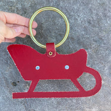 Load image into Gallery viewer, Santa&#39;s Sleigh Bell Door Hanger, Christmas Gift, Amish Handmade, Thick Quality Leather, Brass Plated Bells
